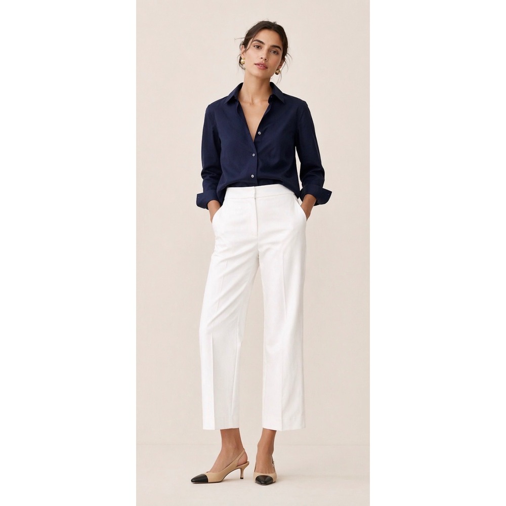 J. Crew Hayden kickout crop pant ivory 6T bi-stretch cotton queit luxury preppy